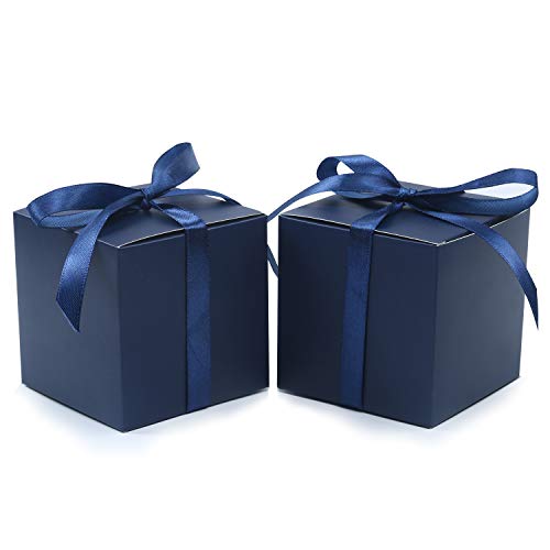 Cotopher 60Pcs Small Gift Boxes, Favor Boxes 2X2X2 Inches Paper Gift Boxes With Ribbons Candy Box For Wedding Favors Baby Shower Bridal Shower Birthday Party (60Pcs 2X2X2, Blue) #TOP6