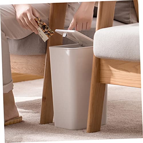 Caneca de basura pequeña rectangular con tapa blanca miniatura 5