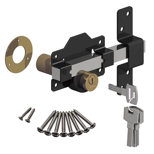 Gatemate Double verrouillage de porte avec long verrou pour portes et portails de 70 mm d'épaisseur en acier inoxydable 5 clés