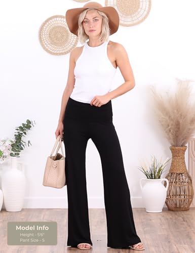 Image of Popana Wide-Leg Pants Palazzo Pants, Soft Lightweight Flowy Bootcut Wide Leg Lounge Pants for Women 3-Pack