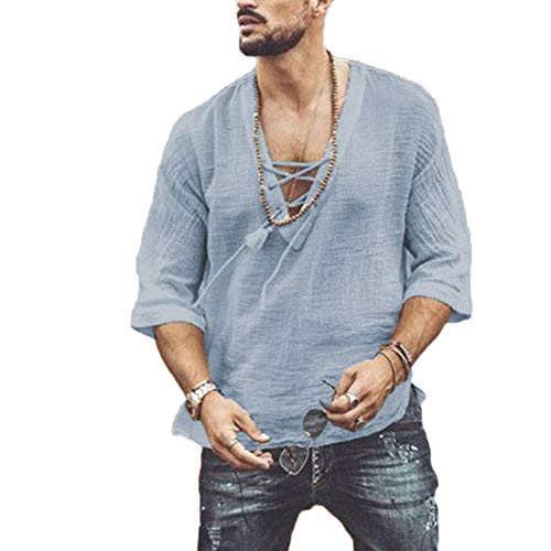 Camisa Hawaiana para Hombre Funky Casual Camisa De Playa Manga Corta Camisa Retro Holgadas De Color Liso Mezcla De Algodón,Gris,5XL