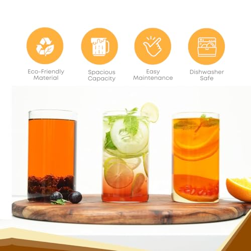Image of Yera Epitome Glass Tumbler Transparent 270 ml Set of 6 Hot & Cold Drinks, Juice, Cocktail, Milkshake, Smoothie | Ideal for Home, Party, Restaurant, Gifting | Special Occasions.