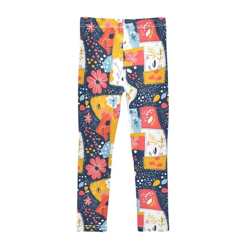 Patchwork Colorful Flower Girls Casual Leggings for Kids Printed Long Pant Bottoms Stretch and Soft2