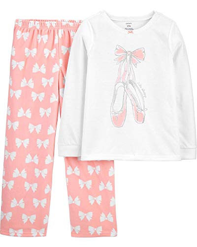 Pyjama 2 pièces en polaire et coton fille Carter's blanc 5K