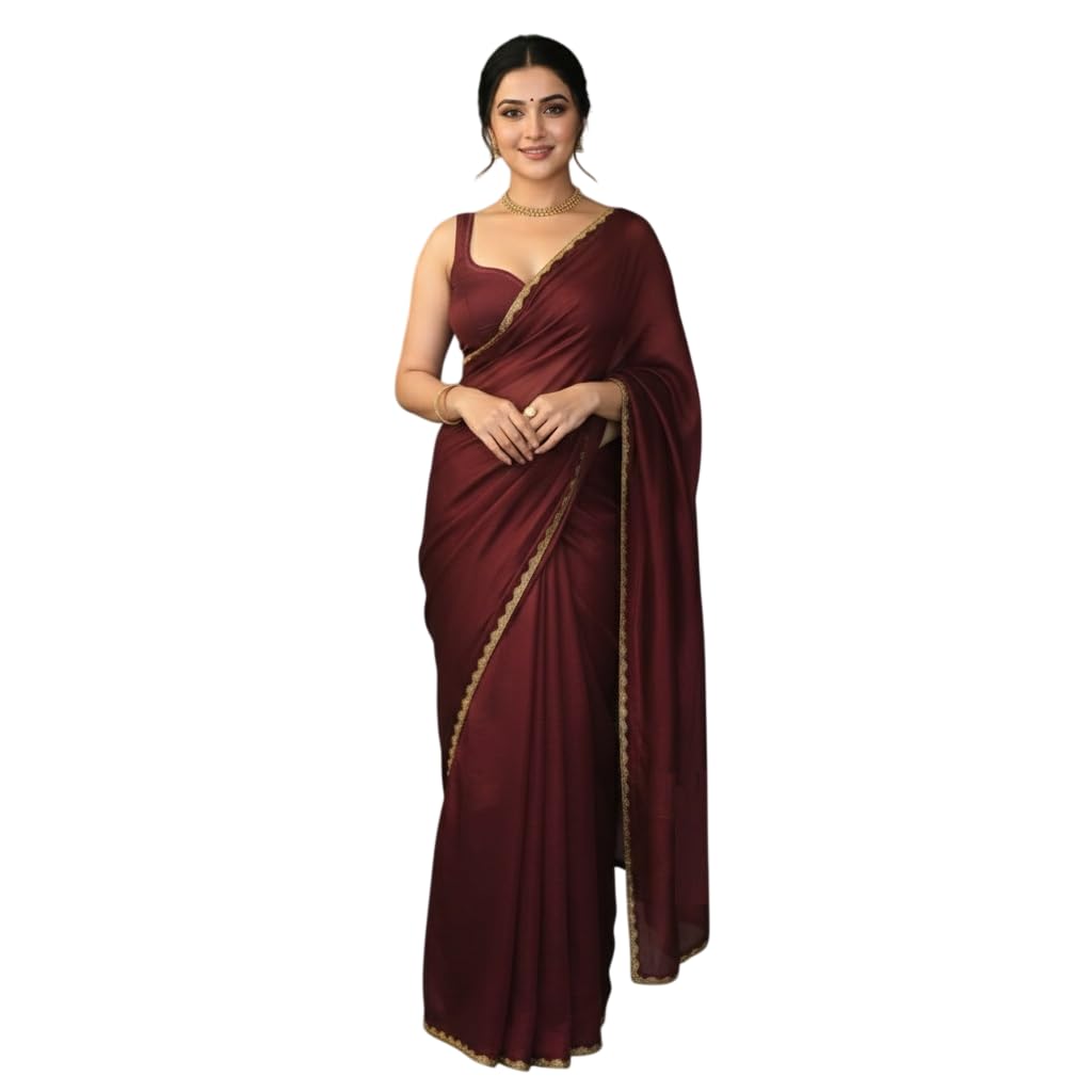 Aika Creation Women's Chiffon Solid Saree Fendy Chiffon Maroon-GEM-picture-38