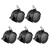 YOKIVE 5 Stück Nylonlenkrollen, Schwenkrollen mit Bremse, ideal für Schränke Regale täglichen Gebrauch, (Schwarz, 2 Zoll)