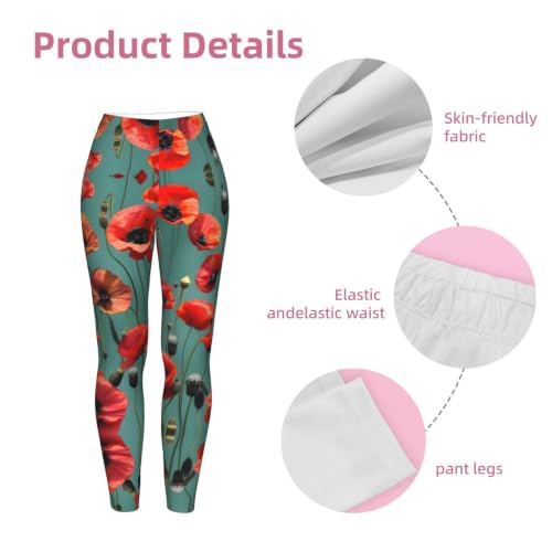Leggings de compresión suave con acabados textiles premium de amapolas 6