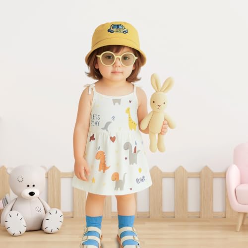 Image of Kidbea Organic Cotton Baby Girl Dresses | Muslin Frock for Girls | Soft Breathable Cute Printed Summer Wear Clothes with Tie-Up Shoulders