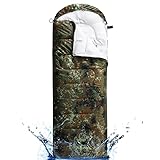 Sleeping Bags for Adults, Teens & Kids - Use for 3-4 Seasons, Warm & Cold Weather - Lightweight, Portable, Waterproof, Use for Backpacking, Hiking and Camping (Army Green Camouflage/Left Zip) -  Luffield