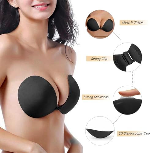 Image of queensecret Adhesive Bra, Push up Strapless Self Adhesive Bra, Invisible Silicone Bra for Backless Dress