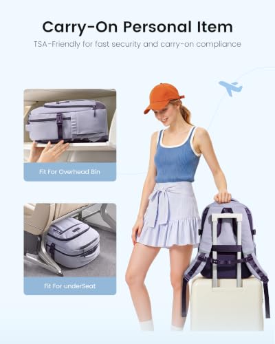 Image of LOVEVOOK Laptop Backpack for Women, Waterproof Work Travel Backpack with Large Cup Pockets for Teacher Nurse, 17.3 inch Computer Bag College Bookbag Daypack, Gifts for Women, Light Purple