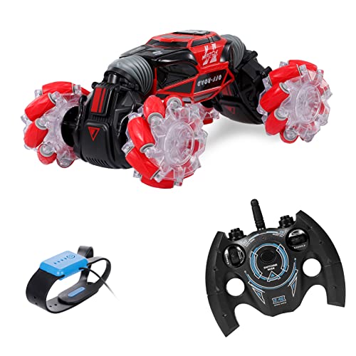 LAOJIA RC Stunt Car 4WD Reloj Control de Sensor de Gestos Coche eléctrico deformable Coche transformable Todo Terreno Auto-Demo para niños luz LED Música