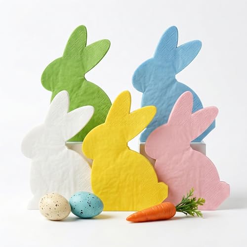 EiPibaibyi Bunny Die-Cut Napkins 50 Pc 3-Ply Spring Birthday Garden