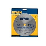 IRWIN Tools Classic Series Steel Corded Circular Saw Blade, 7 1/4-inch, 140T, .087-inch Kerf (11840)