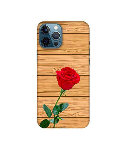 Image of Amazon Brand - Solimo Designer Rose with Wooden Texture 3D Printed Hard Back Case Mobile Cover for Apple iPhone 12 Pro Max