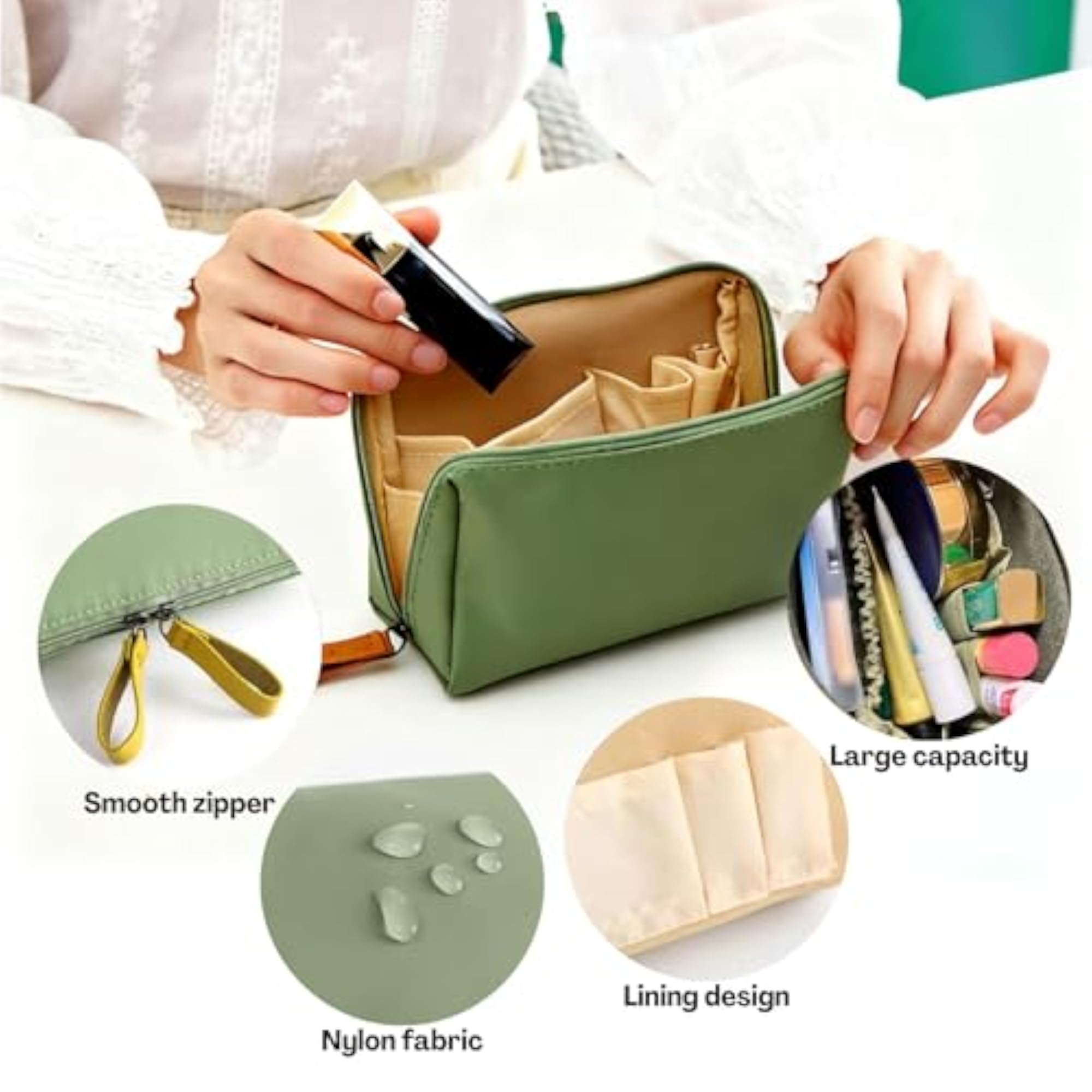 2 Pack Small Waterproof Makeup Pouch Set for Travel