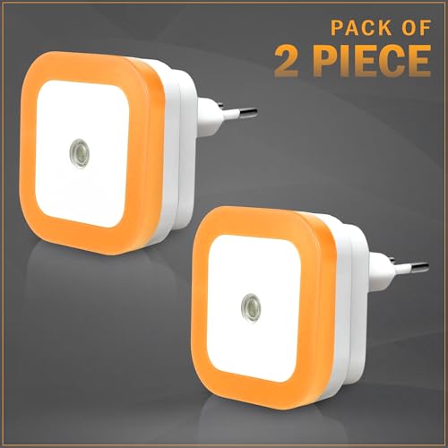 Image of GLUN Plug-in LED Night Light, Pack of 2 Warm Yellow Smooth Night Light with Smart Light Sensor, 0.5W Nightlight for Kids or Adults' Rooms