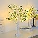 HFHungkeong Weihnachtsbaum künstlicher Mini Weihnachtsbaum Tisch Bonsai Dekoration mit warmweißen LED Lichtern und künstlichen Blättern für Zuhause Weihnachtsfeier Jahrestag USB oder Batterie50 cm