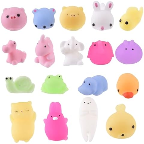 LEEHUR Squishies for Girls Easter Party Favors Squishys Kids Mochi Squishy Kawaii Soft Mini Moji Moji Animals Toys for 6 Year Old Boys Squeeze Stress Anxiety Relief Toys (200PCS Animal & Fruit) Cover