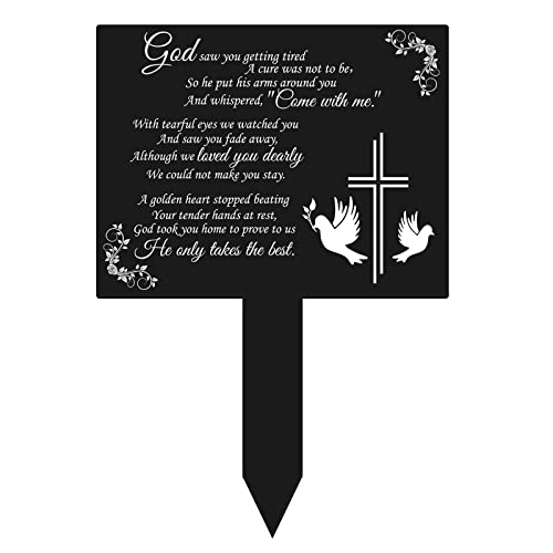 Cemetery Decorations for Grave, Metal Square Memorial Remembrance Stake, Grave Markers for Cemetery for Humans, Gravesite Decorations Cemetery, Garden Yard Grave Stake Markers (13.8 × 7.9 Inch)