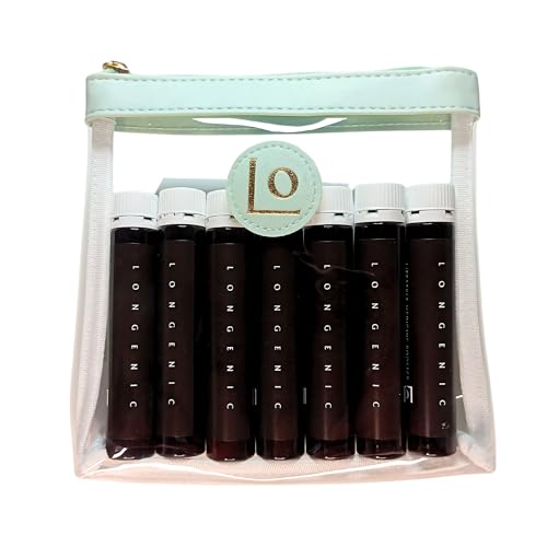 Longenic® PREMIUM Kollagen Trinkampullen hochdosiert 7 St. im Globetrotterbag | ALL-IN-ONE für strahlende Haut mit Kollagen | flüssiges Anti-Aging mit Q10 + Reveratrol | Immun-Booster | beerig