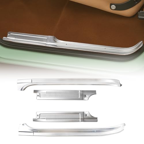 FEIMAOTUI Aluminum Door Sill Trim Kit 4PCS Compatible with 1973–1977 Chevy C10 C20 C30 K10 K20 K30, GMC C15 C25 C35 K15 K25 K35 Pickup, Aluminum Door Sill Plates Replacement