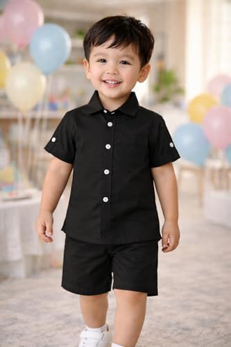 Image of Boys Shirt & Shorts Co-ord Set Kids Regular Wear Clothes Outfit