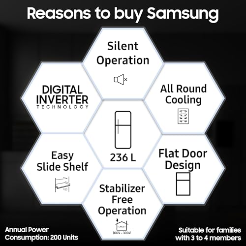 Image of Samsung 236 L, 3 Star, Digital Inverter, Frost Free Double Door Refrigerator (RT40H28W3QHL, Gray Silver, 2026 Model)