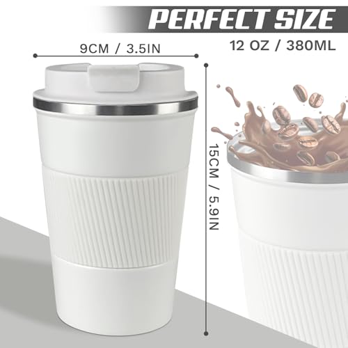 Image of Vacuum Insulated Stainless Steel Travel Coffee Mug,Leak Proof Cup with Lid | 304 stainless steel mug with vacuum insulation, leak proof lid, silicone grip and car cup holder friendly design