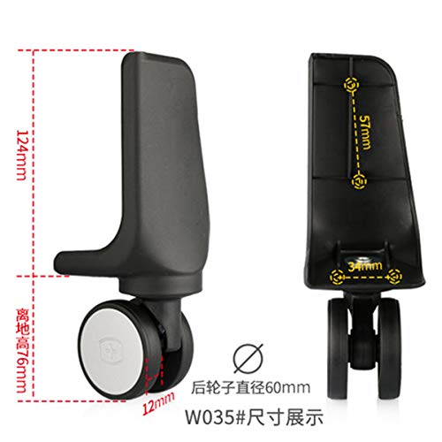 Luggage Wheels Replacement, Suitcase Wheels,Luggage Wheel, (Set of a Pair) 360 Degree Swivel Back Mute Repair Replacement Luggage Wheel Suitcase Wheels Parts Spinner2