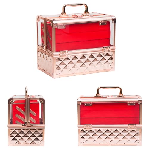Image of Adson Professional Beauty Make Up Cosmetic Vanity Box /Case 4 Trays with Mirror (Multi)