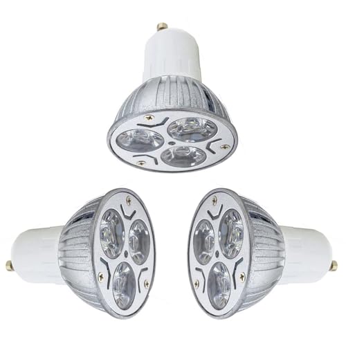Bombillas LED GU10 no regulable, 3W Blanco Cálido 3000K, Equivalente de 25W Lámpara Halógena Ahorra de Energía, 250 Lúmenes Ángulo de haz de 120°, reflector de foco Ahorro de energía (3 piezas)