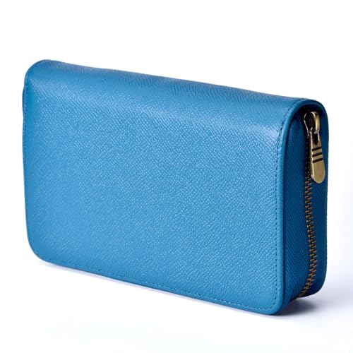 Image of Fountain Pen Leather Pen Case 10 Divided Slots, Rollerball Pen Holder Handmade Display Organizer Zippered Pouch