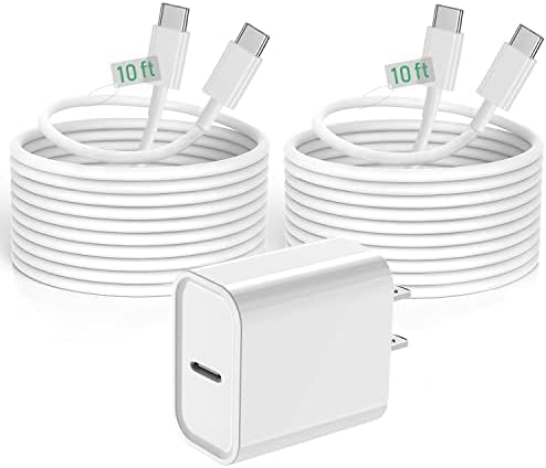 iPad Pro Charger,iPad Charger Cord 2Pack 10 FT Apple Certified,20W Tyce C Charger with Long USB C to C Cable Compatible with iPad Pro 12.9/11 inch 2021/2020/2018,iPad Air 5th/4th Gen/iPad Mini 6th Gen