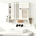 YITAHOME Spiegelschrank Bad mit Beleuchtung, 3 Türen LED Badezimmer Spiegelschrank mit Steckdosen, Hängender Badezimmerschrank, Wandschrank, Badezimmerspiegel, 80W x 15D x 75H cm, Weiß