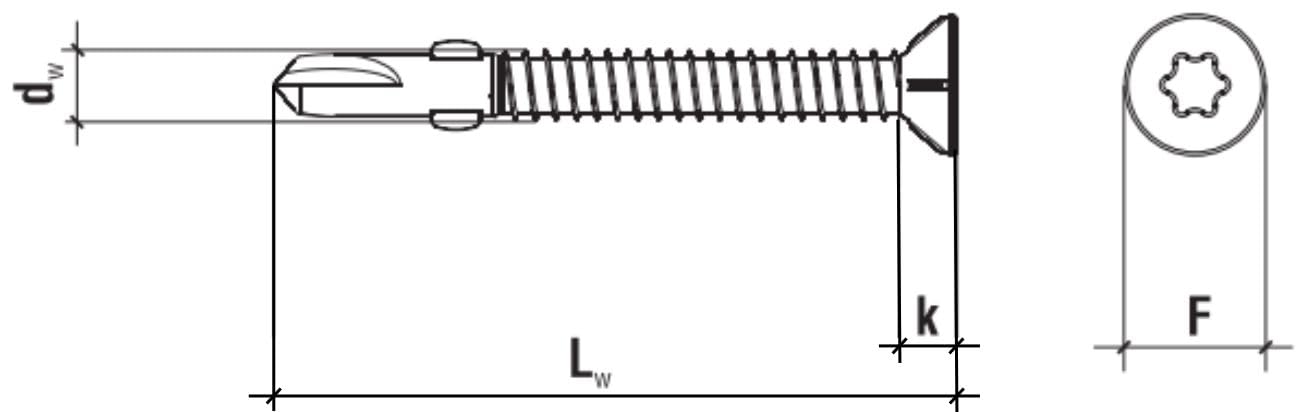 KLIMAS Tornillo de cabeza avellanada para madera sobre acero, Tornillos Roscachapas, 6,3 mm de diámetro x 70 mm de diámetro