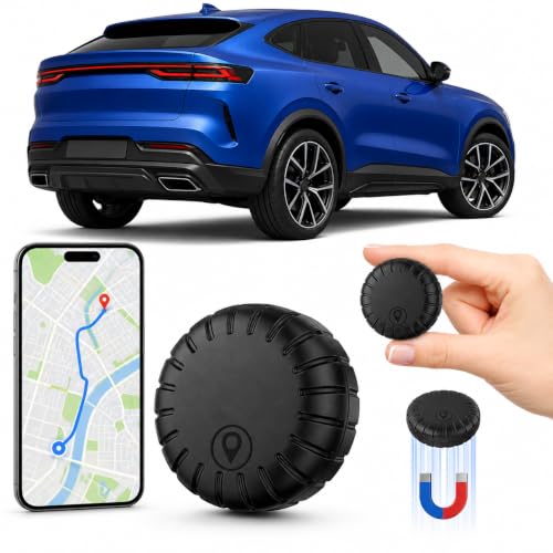 GPS Tracker Auto Magnetisch, Echtzeit-Ortungsgerät mit App für iOS & Android, IP66 Wetterfest, 1000-mAh-Akku, Geozaun & 7-Tage-Routenverlauf, Mini GPS Tracker Ohne ABO für Auto, Motorrad, Fahrrad
