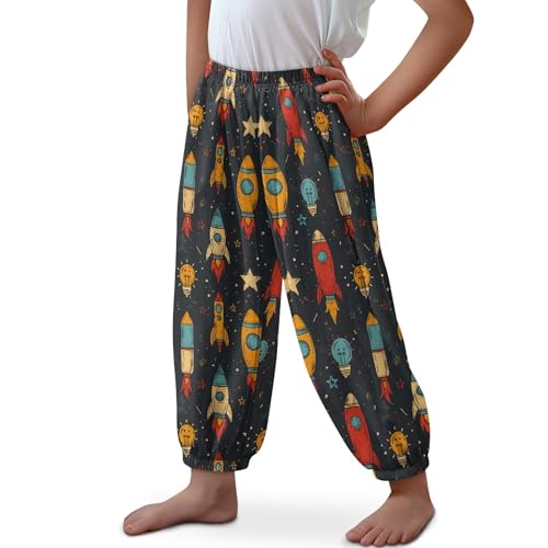 Image of Unisex Little Kids Yoga Trousers Bohemian Beach Pants Baggy Harem Activewear for Boys and Girls Age 3-10