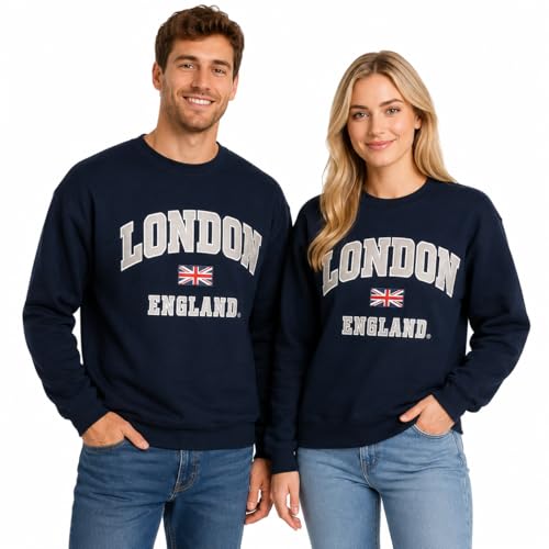Image of British Heritage Brands LE201NG Unisex London England Sweatshirt Navy Grey XS-2XL (XL)