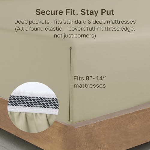 Image of California Design Den 100% Organic Cotton Twin Fitted Sheet, Soft Taupe