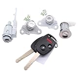 MOTOKU Ignition Switch Cylinder Door Lock Cylinder Kit w/Remote Key Shell for Honda...