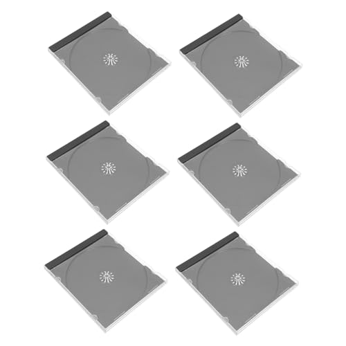 GRIRIW 6pcs CD Storage Box Dvd Cases Disc Protective Shells Portable Organizer for Music Game and Driver Discs for Custom Album Covers