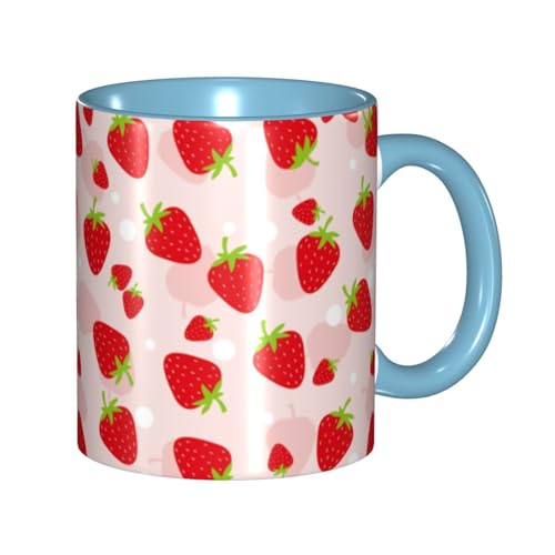 マグカップ いちご柄 苺柄 イチゴ柄 コーヒーカップ 330ml 陶器 食器 おしゃれ 男女兼用 ミルクコップ コーヒー ティー オフィス 家庭用 誕生日 贈り物