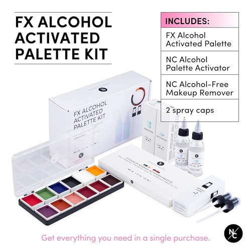 Narrative Cosmetics FX Alcohol-Activated Palette, Activator, and Remover Kit, Professional SFX Makeup Set Multicolor