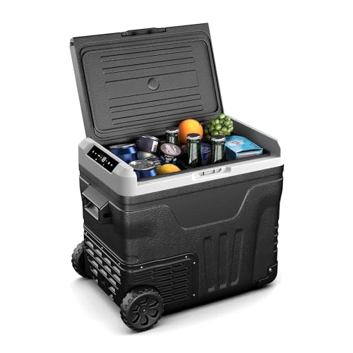 Klarstein PolarForce 50L Nevera portátil - Nevera portátil eléctrica con compresor, Panel LCD, -20°C a 20°C, Modo Eco, Ruedas Todoterreno, Asas Dobles, Ideal para Camping & Viajes, Freezer