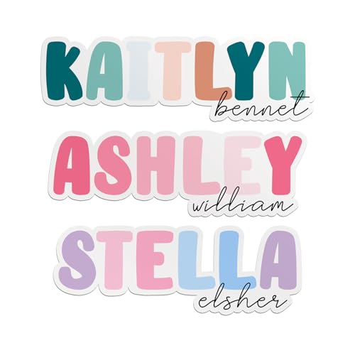 Personalized First and Last Name Sticker – Custom Aesthetic Vinyl Decal – Waterproof, Removable, Trendy Gift for Women, Girls, Kids, Teens – Laptop, Phone, Water Bottle, Tumbler, Notebook, Car, Helmet