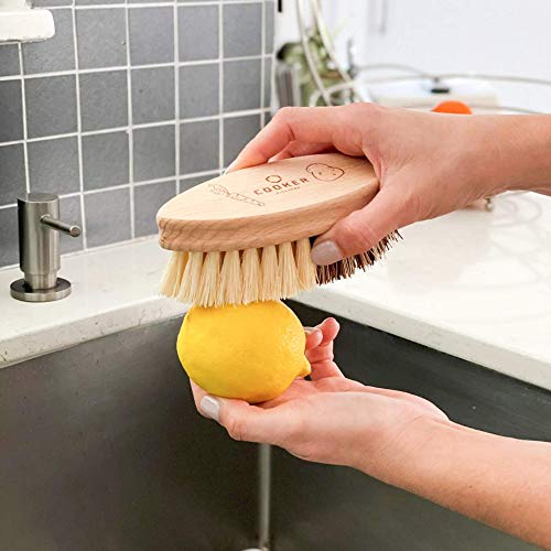 Nichemkt Vegetable Brush, Beechwood Handle, Natural Bristles (Hard And Soft) For Cleaning Potato, Carrot, Celery, Cucumber, Onion, Avocado And Fruits #TOP4