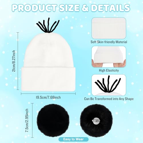 Ueyben Schneemann Kostüm Set,Weihnachtskostüm mit Schneemann hut Tutu Handschuhe Karotten Requisiten Nase Drei schwarze Kunstfellbälle für Frauen Weihnachten Halloween Karneval