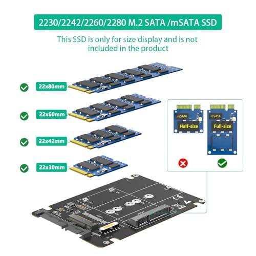 Caja externa Msata a SATA3.0 para disco 2.5'' miniatura 2