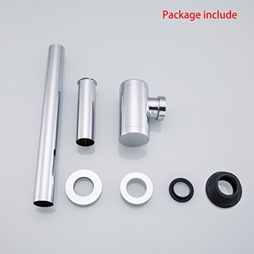 RANDOM Brass Contemporary Round Bottle P Trap 1 1/4,Basin Sink Waste Drain P Trap Kit (Chrome) - Thumbnail 7